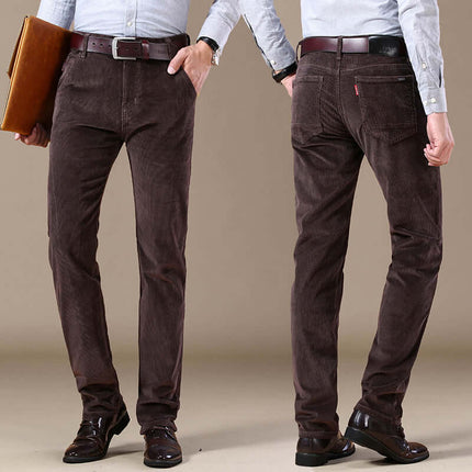Mens Corduroy Trousers black slim fit pants.