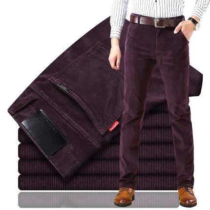 Mens Corduroy Trousers wine red cotton blend.