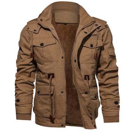 Mens Detachable Hooded Winter Cargo Coat Top Detachable Hooded Jacket
