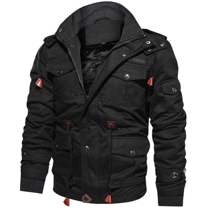 Mens Detachable Hooded Winter Cargo Coat Top Cargo Pocket Design