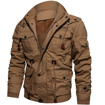 Mens Detachable Hooded Winter Cargo Coat Top Functional Cargo Style