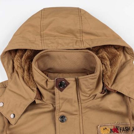 Mens Detachable Hooded Winter Cargo Coat Top Men's Casual Outerwear