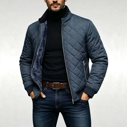 Mens Diamond Plaid Quilted Cotton Winter Jacket Diamond Quilt Design