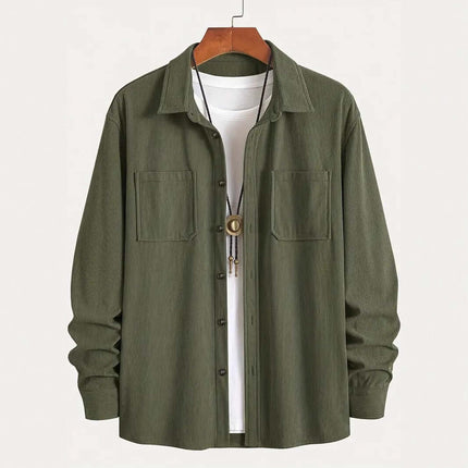 Mens Fashion Corduroy Spring Button Jacket Coat khaki style