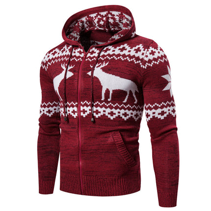 men’s fawn christmas hooded zip sweater winter outfit