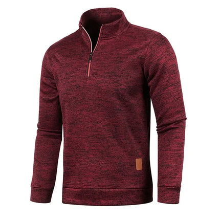 Mens Half Zip Turtleneck Sweatshirt Solid Color Pullover half zip detail