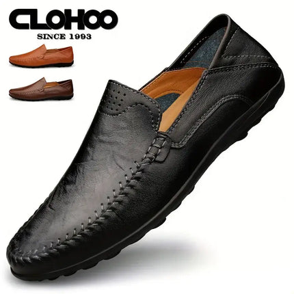 Mens Leather Business Casual Breathable Cowhide Shoes side view