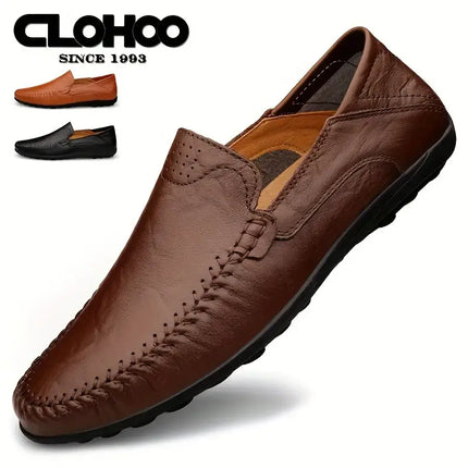 Mens Leather Business Casual Breathable Cowhide Shoes closeup