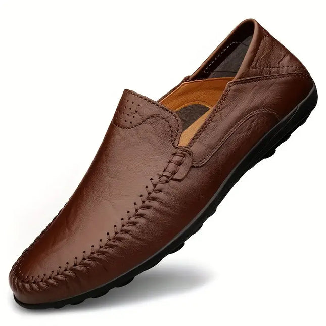 Mens Leather Business Casual Breathable Cowhide Shoes rubber sole