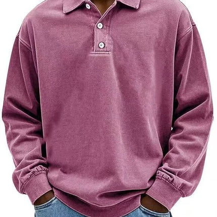 Mens Long Sleeve Polo Shirt polyester fiber material