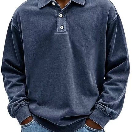 Mens Long Sleeve Polo Shirt size 5XL plus size top