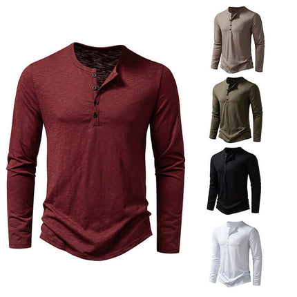 Mens Long Sleeve T Shirt Fashion Casual Pullover Top black color.