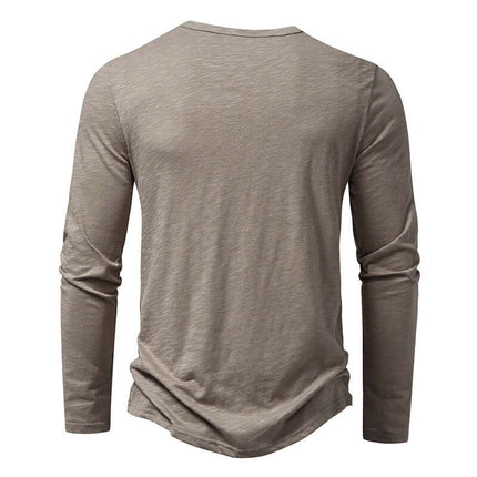 Mens Long Sleeve T Shirt Fashion Casual Pullover Top wine red.