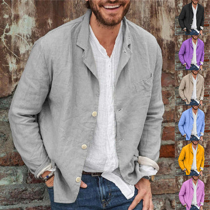 Mens Casual Loose Jacket cotton black.