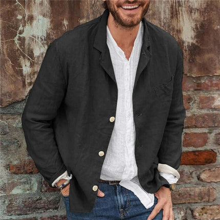 Mens Casual Jacket gray long sleeve coat.