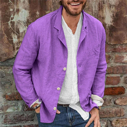 Mens Casual Loose Jacket single row three buttons