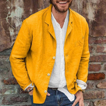 Mens Casual Loose Jacket cotton linen lining