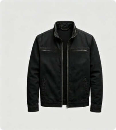 Mens Loose Fit Spring Workwear Jacket in black, featuring a zip front and stylish design, perfect for spring activities.