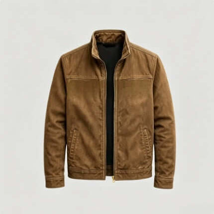 Mens Loose Fit Spring Workwear Jacket in brown, designed for comfort and style during the spring season.