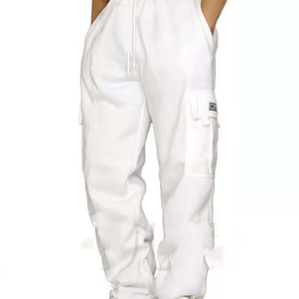 Mens Loose Multi Pocket Cargo Pants with Tethered Casual Fit flat lay