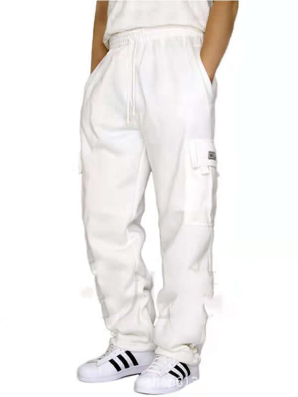 Mens Loose Multi Pocket Cargo Pants with Tethered Casual Fit front view