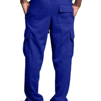 Mens Loose Multi Pocket Cargo Pants with Tethered Casual Fit full length