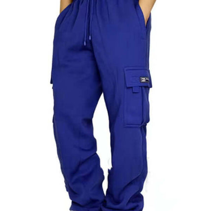 Mens Loose Multi Pocket Cargo Pants with Tethered Casual Fit tethered hem