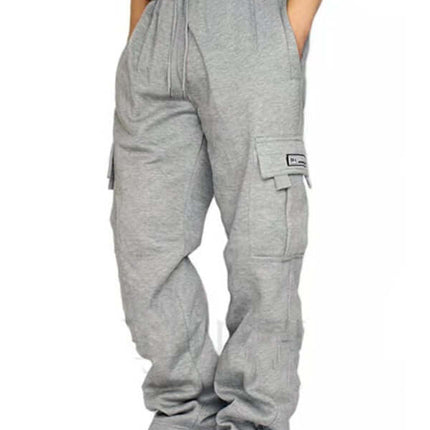 Mens Loose Multi Pocket Cargo Pants with Tethered Casual Fit hip detail