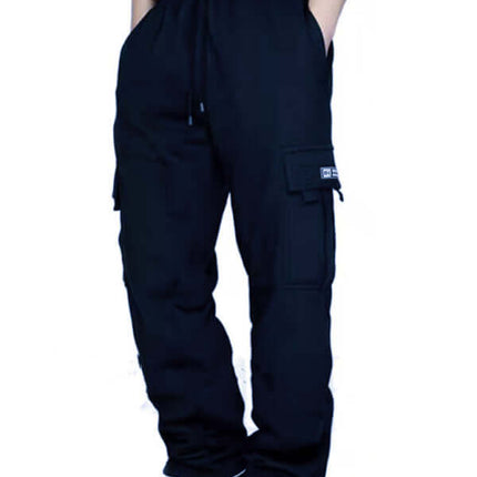 Mens Loose Multi Pocket Cargo Pants with Tethered Casual Fit pockets detail