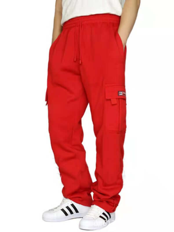 Mens Loose Multi Pocket Cargo Pants with Tethered Casual Fit side angle