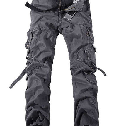 Men's Multi-Pocket Washed Cargo Pants non stretch high density pure cotton material texture properties macro view