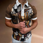 Brown Cream Geometric Polo