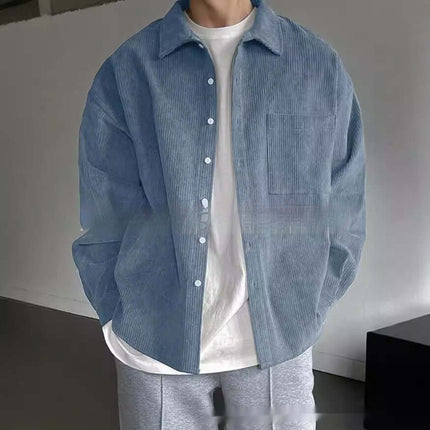 Mens Premium Corduroy Long Sleeve Casual Button Up Shirt US 36 L