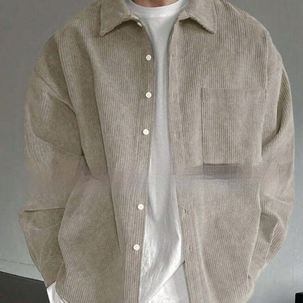 Mens Premium Corduroy Long Sleeve Casual Button Up Shirt bust 118cm