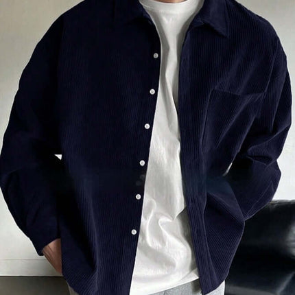 Mens Premium Corduroy Long Sleeve Casual Button Up Shirt sleeve 57cm