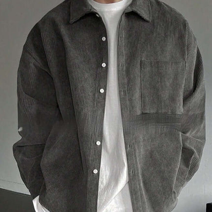 Mens Premium Corduroy Long Sleeve Casual Button Up Shirt cuff 34-24cm