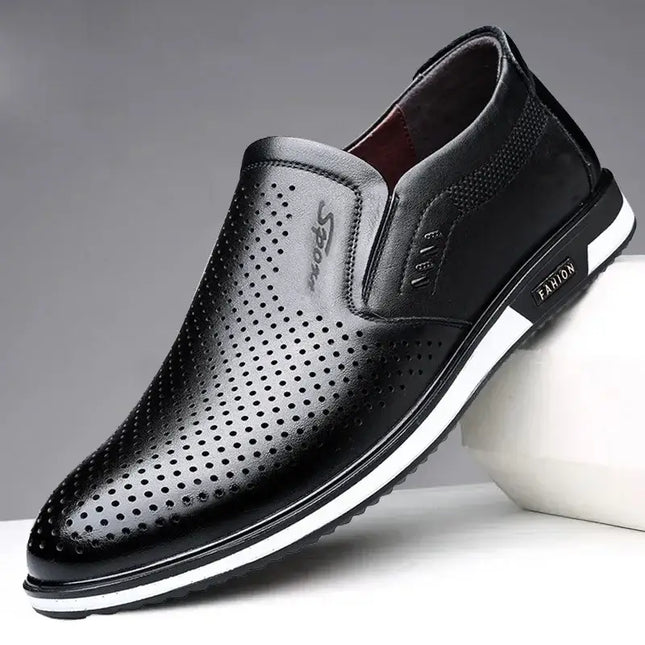 Mens Premium Leather Designer Formal Loafers detailed stitching
