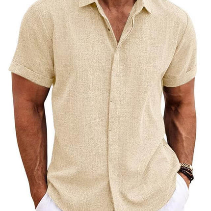 Mens Premium Linen Slim Fit Breathable Casual Shirt XXXL 130 chest