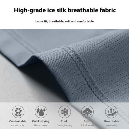 High-grade ice silk breathable fabric showcasing comfort and quick-drying features for the Mens Quick Dry Color Block Running T Shirt And Shorts Set.