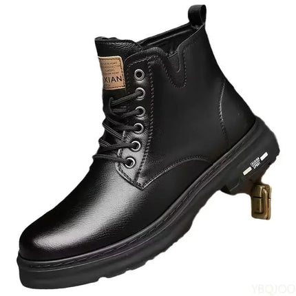 Mens Retro Warm High Top Casual Short Boots side view