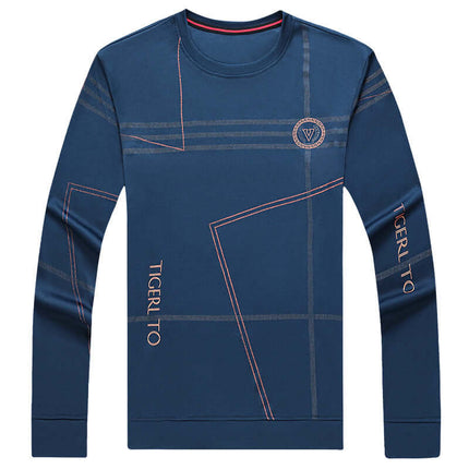 Mens Round Neck Long Sleeve T Shirt gray casual top