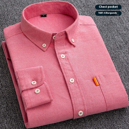 Mens Slim Fit Pure Cotton Washed Oxford Shirt burgundy 1861-12