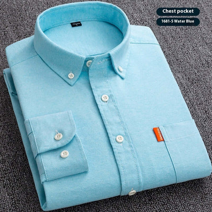 Mens Slim Fit Pure Cotton Washed Oxford Shirt navy blue 1681-7