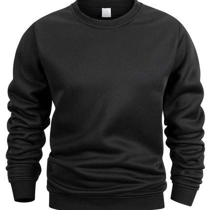 Mens Solid Crew Neck Sweatshirt Long Sleeve Pullover back view