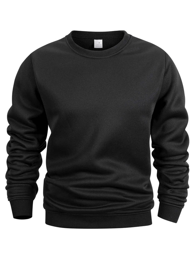 Mens Solid Crew Neck Sweatshirt Long Sleeve Pullover back view