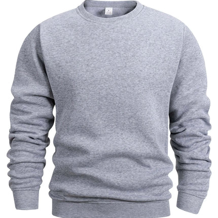 Mens Solid Crew Neck Sweatshirt Long Sleeve Pullover casual style
