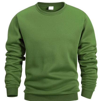 Mens Solid Crew Neck Sweatshirt Long Sleeve Pullover solid color look