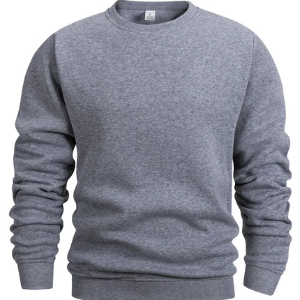Mens Solid Crew Neck Sweatshirt Long Sleeve Pullover crew neck detail