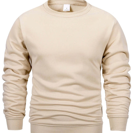 Mens Solid Crew Neck Sweatshirt Long Sleeve Pullover daily outfit