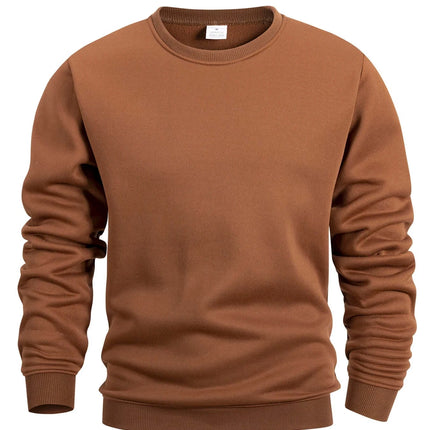 Mens Solid Crew Neck Sweatshirt Long Sleeve Pullover sportswear style